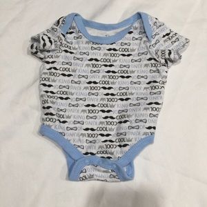 Duck duck goose boy 0 to 3 months mustache onesie